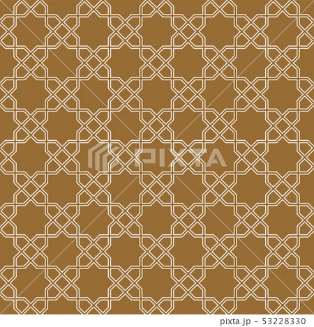 Seamless arabic geometric ornament in brown color. Seamless arabic geometric ornament in brown color. 53228330