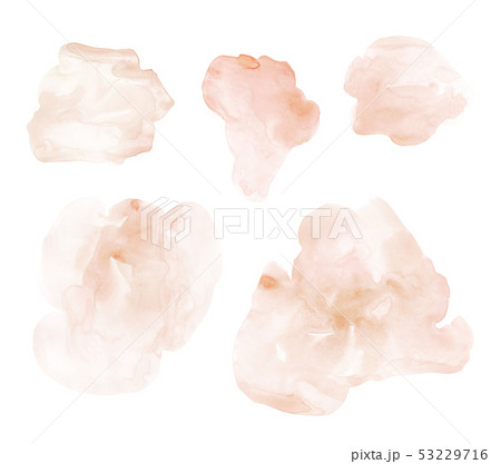 Set of beige hand drawn watercolor stains 53229716