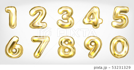 Gold metallic shining number symbols 53231329