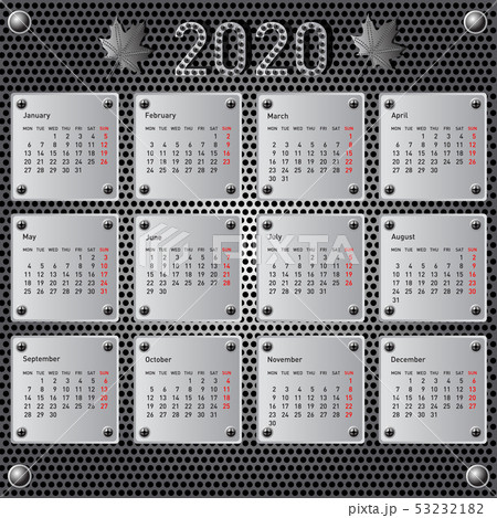 Stylish calendar with metallic effect for 2020 53232182