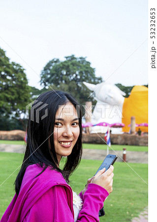 Charm beautiful pretty smile Asia girl lady travel 53232653