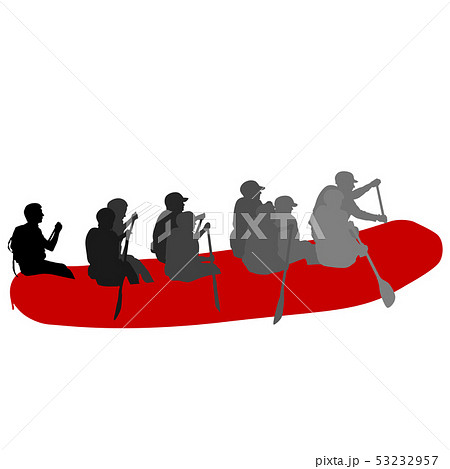 Silhouette descent on a river water rafters on a 53232957