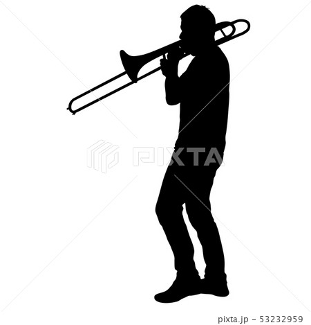 Silhouette of musician playing the trombone on a 53232959