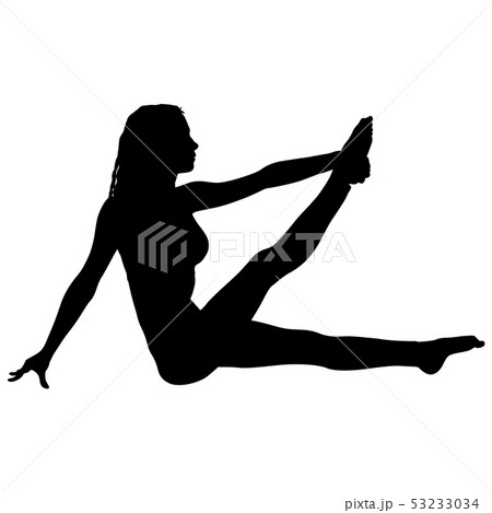 Silhouette girl on yoga class in pose on a white 53233034