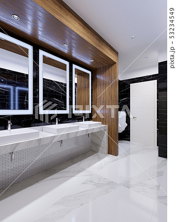 Modern public toilet in contemporary style with a 53234549