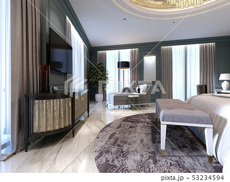 Guest room in a luxurious new hotel with open 53234594