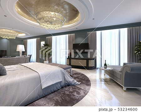 Guest room in a luxurious new hotel with open 53234600