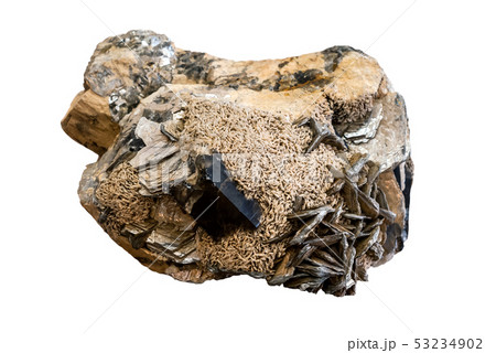 conglomerate of morion, feldspar and mica crystals conglomerate of morion, feldspar and mica crystals 53234902