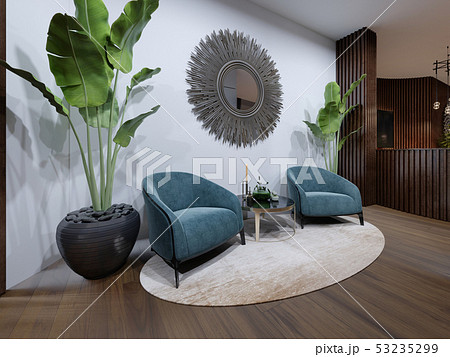 The hotels rest area features two designer 53235299