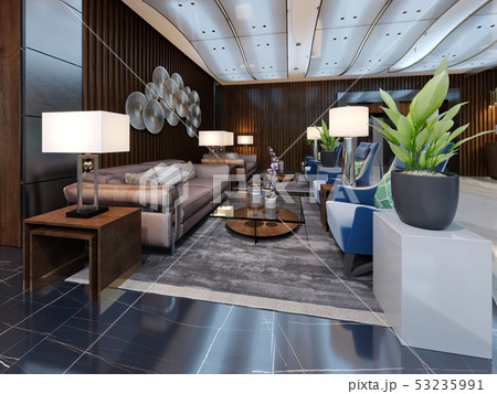 Luxury lounge entrance area in hotel with leather 53235991