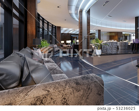 Luxury lobby entrance with lounge area in hotel. 53236025