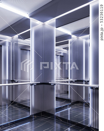 Futuristic design of an elevator cabin with 53236119