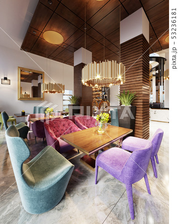 Beautiful interior of modern restaurant with 53236181