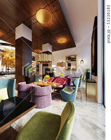 Luxurious cafe in modern style with colorful 53236183