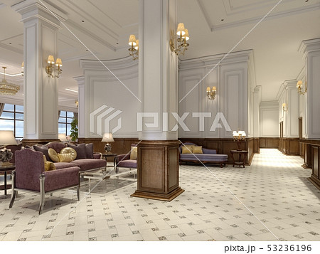Hotel lobby in classic style with luxurious art 53236196