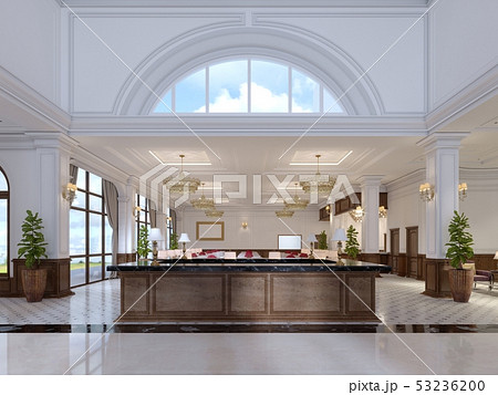 Beautiful wooden reception in the center of the Beautiful wooden reception in the center of the 53236200
