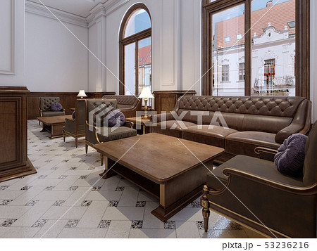 Leather quilted sofa with soft fabric armchair and 53236216