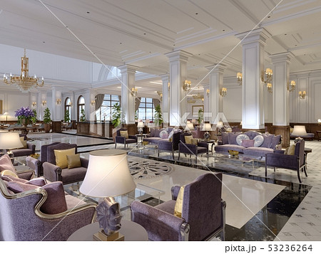 Classic styled hotel lobby interior. 53236264