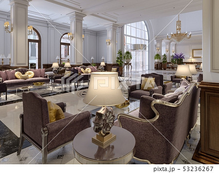 Hotel lobby in classic style with luxurious art 53236267
