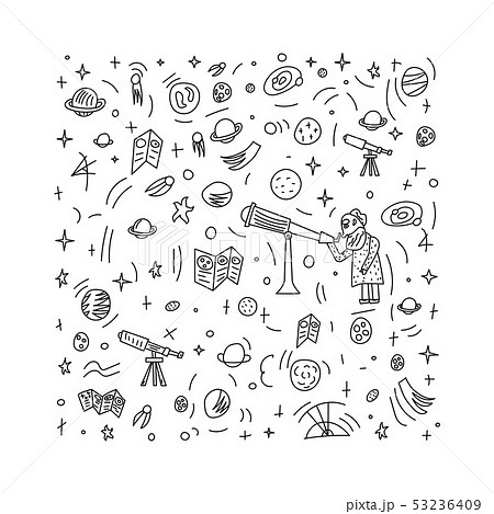 Vector design of astronomers and space objects. 53236409