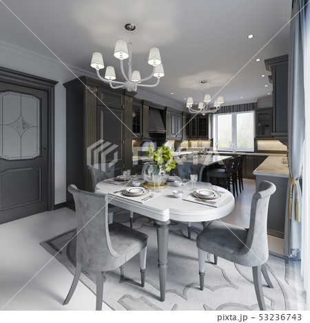 Dining table in classic styles on the background 53236743