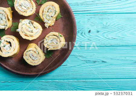 Homemade Eggs omelet rolls 53237031