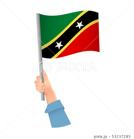 Saint Kitts and Nevis flag in hand icon 53237285
