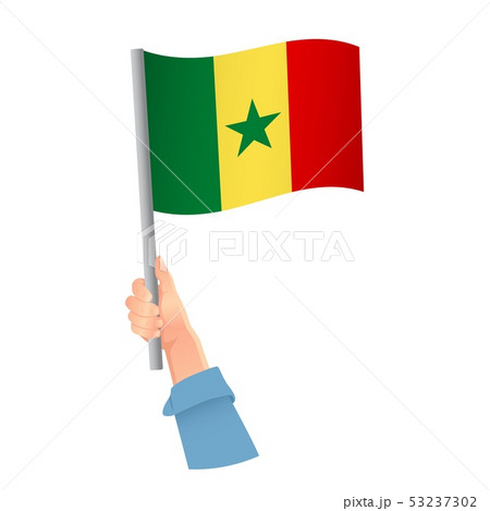 Senegal flag in hand icon 53237302