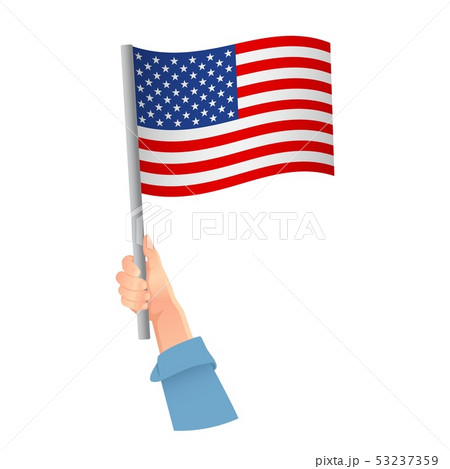 United States flag in hand icon United States flag in hand icon 53237359