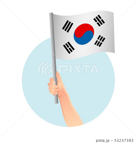 south korea flag in hand icon 53237383