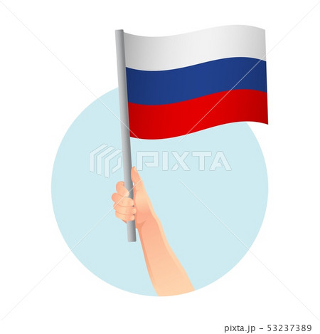 russia flag in hand icon 53237389