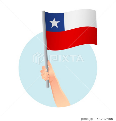Chile flag in hand icon 53237400