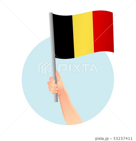 Belgium flag in hand icon Belgium flag in hand icon 53237411