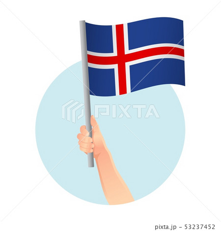 Iceland flag in hand icon 53237452