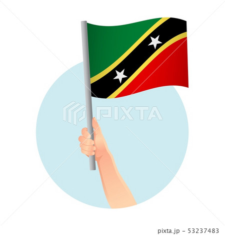 Saint Kitts and Nevis flag in hand icon 53237483