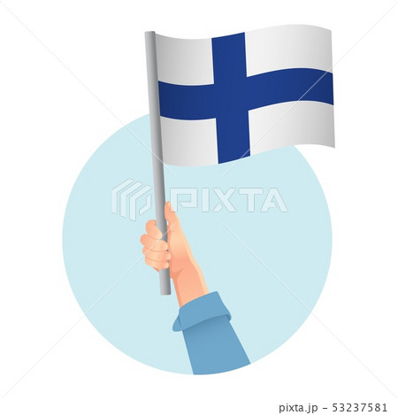 Finland flag in hand icon Finland flag in hand icon 53237581