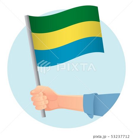Gabon flag in hand 53237712
