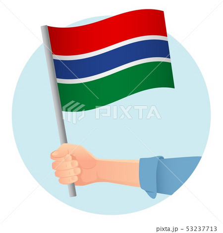 Gambia flag in hand 53237713