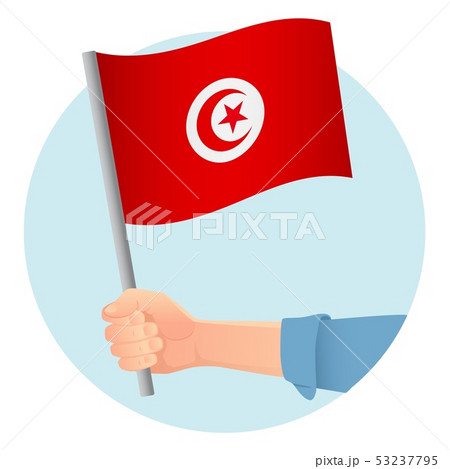 Tunisia flag in hand 53237795