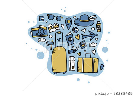 Set of travel doodle symbols in vector. 53238439