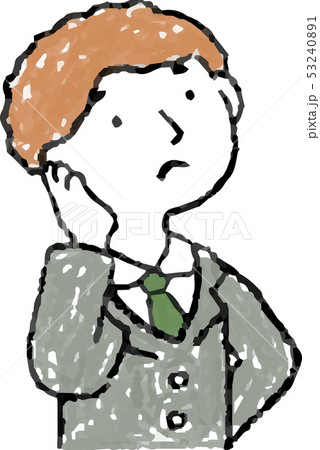人物 男性 サラリーマン 横向き 表情 ポーズ リアクション 色鉛筆 イラストのイラスト素材