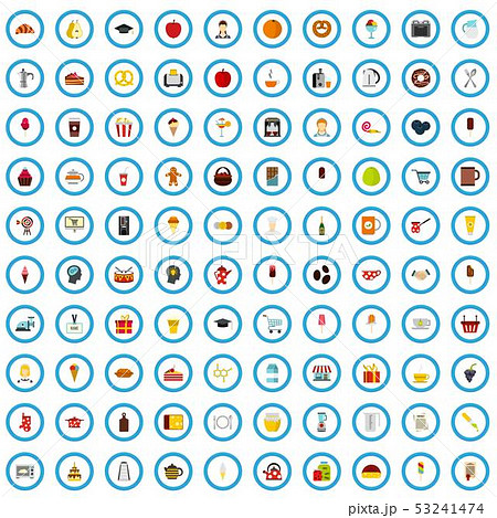 100 candy skill icons set, flat style 100 candy skill icons set, flat style 53241474