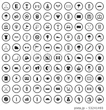 100 golf icons set, simple style 53241493