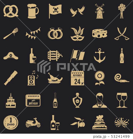 Celebration icons set, simple style 53241499