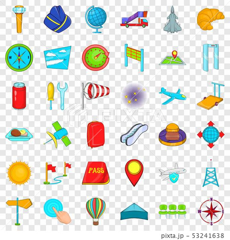 Airport terminal icons set, cartoon style 53241638