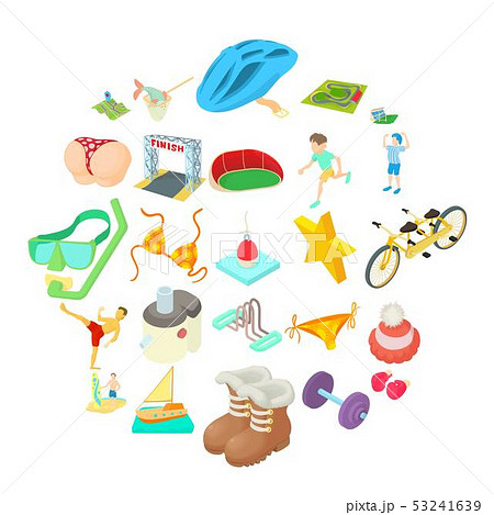 Male sport icons set, cartoon style Male sport icons set, cartoon style 53241639