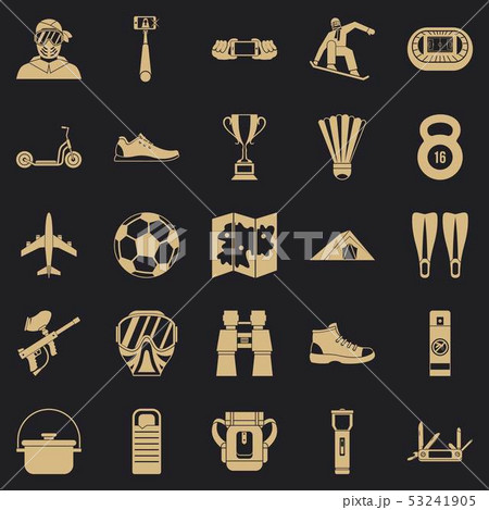 Camping in the woods icons set, simple style 53241905