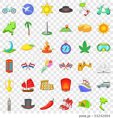 Around the world icons set, cartoon style Around the world icons set, cartoon style 53242004