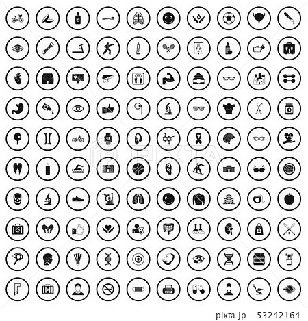 100 health icons set in simple style 53242164