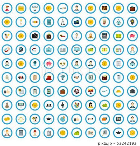 100 company icons set, flat style 53242193